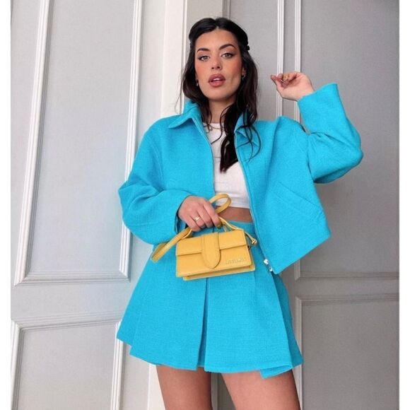 NWT Zara Blogger’s Favorite High Waisted Pleated Textured Skort, Size XS - Picture 10 of 16